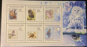 2009 REPUBLIC OF GUINEA. Owls on Stamps. 2 Blades Block. NHM-