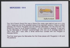 EARLY RACING CARS - 1914 MERCEDES  mounted on glossy card with text