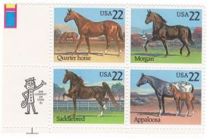 SC# 2158a Horses Zip Block MNH