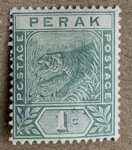 Perak 1892 1c Leaping Tiger, unused. Scott 42, CV $2.40. SG 61