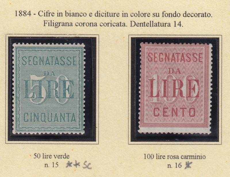 Italy Regno - Extended Collection Umberto I - cv 4400$ Segnatasse (Tax)