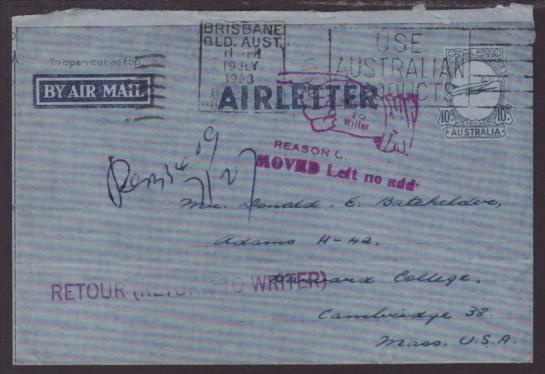 Australia 10d Airplane Aerogramme Used