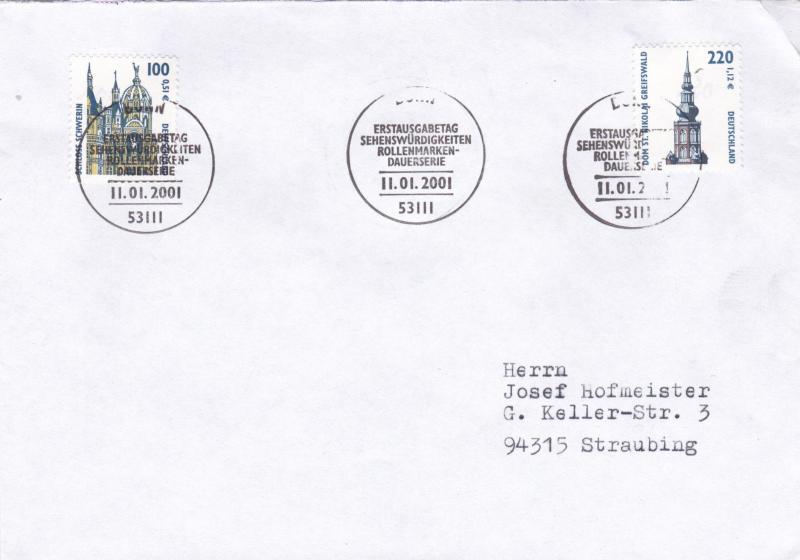 Germany 2001 Tourist Sights FDC VGC