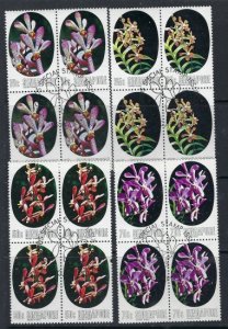 Singapore 247-50 Used Blocks of 4 1976 Orchids (ak1621)