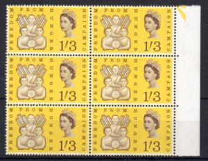 1/3 FREEDOM FROM HUNGER (PHOSPHOR) UNMOUNTED MINT BLOCK OF 6 Cat £180