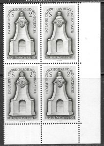 AUSTRIA 1967 LAND SURVEY Anniversary Issue Block of 4 Sc 803 MNH