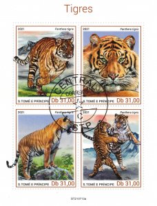 S. TOME E PRINCIPE 2021 - Tigers / minisheet