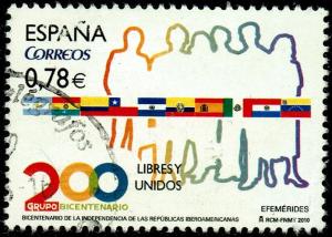 Spain #3751  Used - Flags of the Bicentennial Group Countries (2010)
