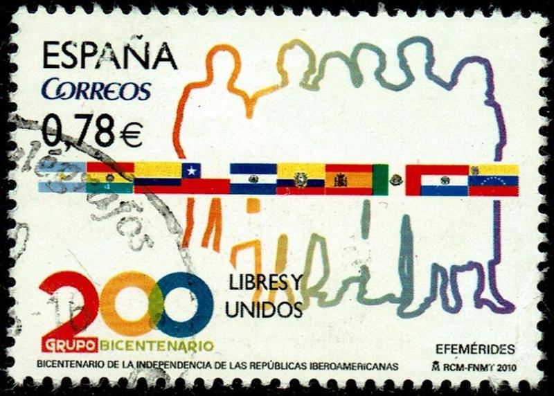 Spain #3751  Used - Flags of the Bicentennial Group Countries (2010)