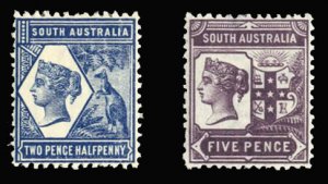 South Australia #102-103 (SG 234-235) Cat£80, 1894 2 1/2p and 5p, set of two...