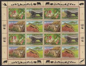 United Nations Geneva 2002 MNH Scott #389a Sheet of 16 Uakari, Badger, Manul,...