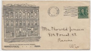 1906 Publishing Advertising Cover, Minneapolis, MN to Racine, Wi (56575)