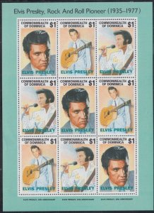 DOMINICA Sc# 1544a-c.CPL MNH SET of 3 x 3 sets in SHEET of ELVIS, 15th DEATH ANN