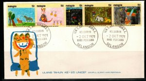 MALAYSIA SG87a 1971 25th ANNIV OF UNICEF USED FDC