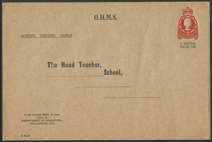 NEW ZEALAND QE Education Dept envelope 2½c + ½c Additional imprint.........55728