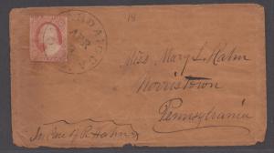 **US 19th Century Cover,  SC # 10, Canandaigua, NY, April 9th CDS, CV $280.00