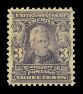 US  1903  Jackson  3c bright violet   Scott 302  mint MNH XF