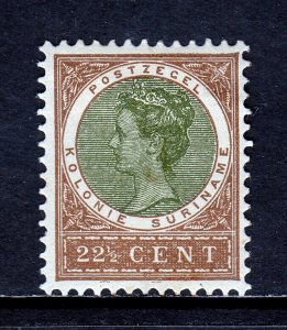 SURINAME — SCOTT 55 — 1902 22½c BRN. & OL. GRN. QUEEN WILHELMINA — MH — SCV $24