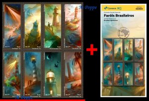 23-03 BRAZIL 2023 BRAZILIAN LIGHTHOUSES, SHIPS , ARCHITECTURE, MNH AND BROCHURE