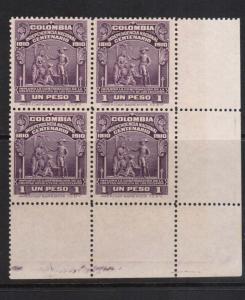 Colombia #337 VF/NH Rare Corner Block