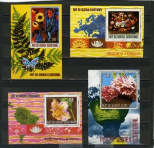 EQUATORIAL GUINEA FLOWERS SMALL COLLECTION SET OF 4 S/S MNH