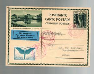 1930 St Gallen Switzerland Graf  Zeppelin Postcard cover to Olten  # C 10