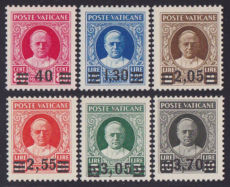 Vatican 1934 Provisional Surcharge set 1st printing MNH ** Genuine, PHOTO CERT 