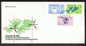 Falkland Islands 257-259 Communications 1977 U/A FDC   