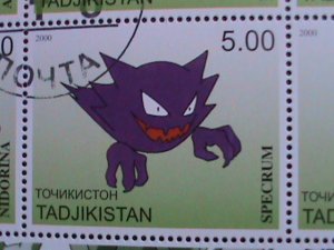 ​TAJIKISTAN -2000 LOVELY FAMOUS POKEMON FANCY POSTAL CANCEL CTO SHEET VF