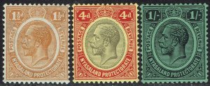 NYASALAND 1921 KGV 1½D 4D AND 1/- WMK MULTI SCRIPT CA