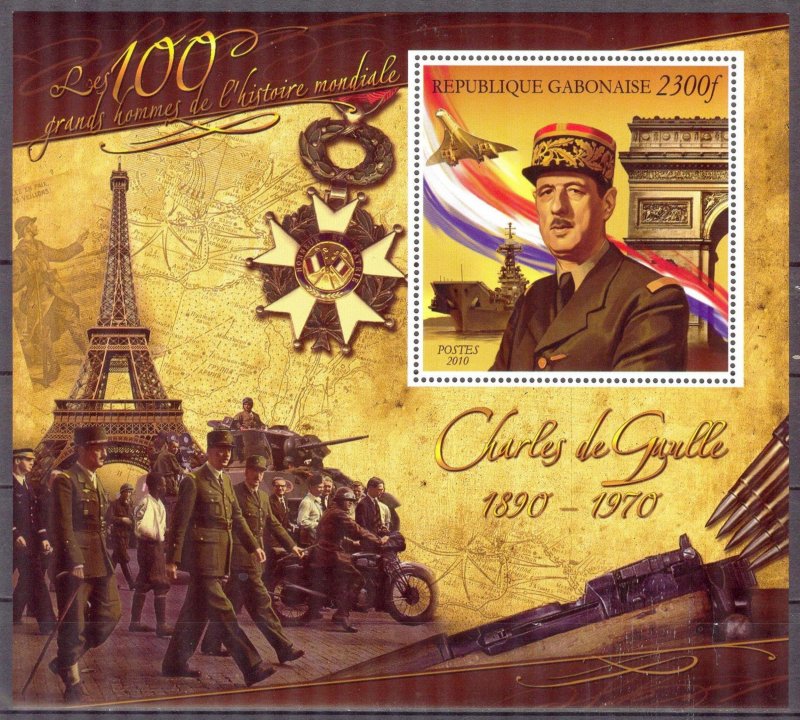 Gabon 2010 Politician Charles de Gaulle S/S MNH