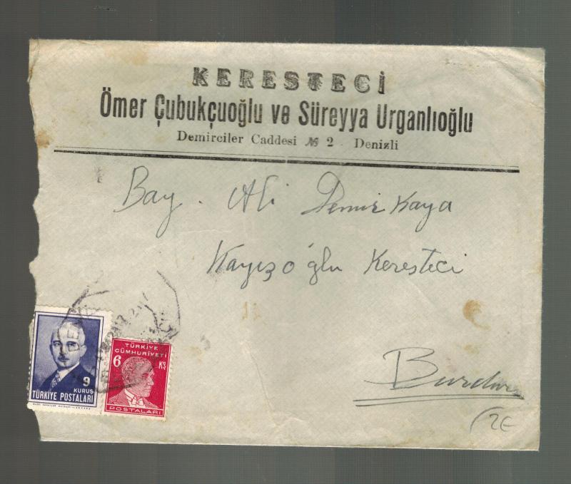 1942 Denizli to Burdur Turkey Cover 