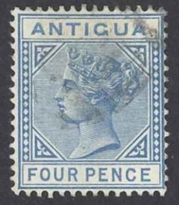 Antigua Sc# 10 Used (b) 1879 4p blue Queen Victoria