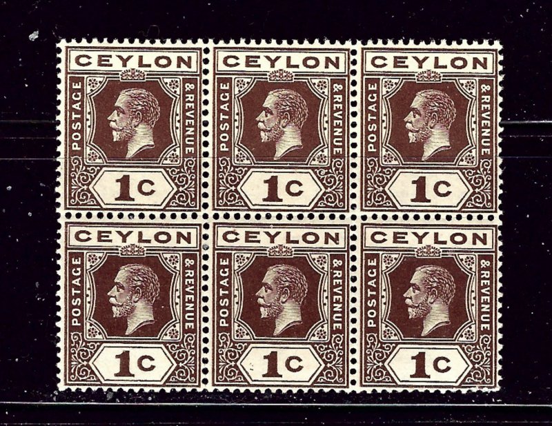 Ceylon 200 MNH 1920 Block of 6