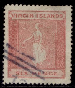 BRITISH VIRGIN ISLANDS QV SG10, 6d pale rose, FINE USED. Cat £600.