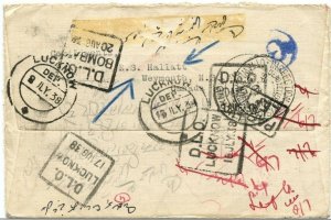 to INDIA --  DEAD LETTER OFFICE DLO 1938 EAMS Empire airmail sch.  cover Canada