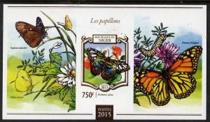 Niger Republic 2015 Butterflies #1 imperf s/sheet unmount...