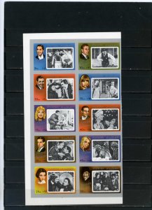 FUJEIRA 1972 MOVIE STARS 2 SHEETS OF 10 STAMPS IMPERF. MNH