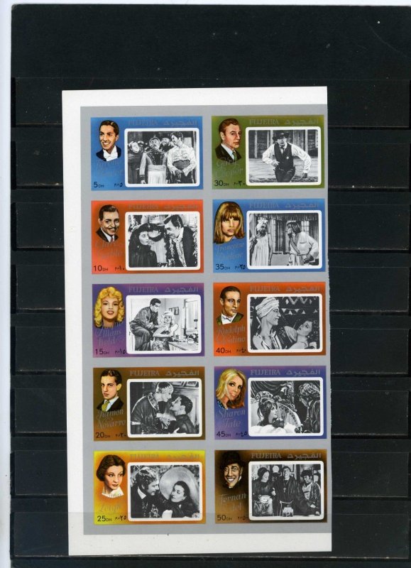 FUJEIRA 1972 MOVIE STARS 2 SHEETS OF 10 STAMPS IMPERF. MNH