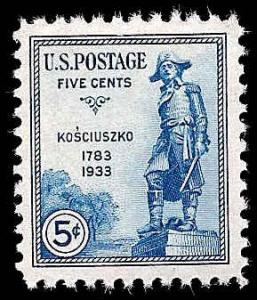 # 734 MINT NEVER HINGED BLUE KOSCIUSZKO