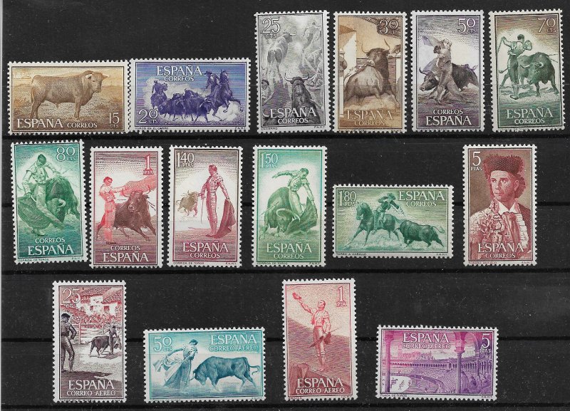 1960 Spain 909-20 + C159-62 complete MNH Bull fighting set of 16