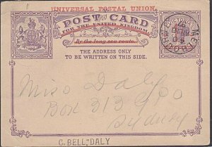 VICTORIA AUSTRALIA 1897 1½d on 2d UPU postcard used - Melbourne cds.........3897