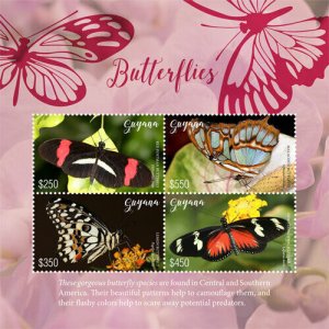 Guyana 2018 - Gorgeous Butterflies - Sheet of 4v - Scott 4550 - MNH