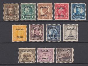 Canal Zone Sc 70-81 MLH. 1924-25 Flat A overprints, complete set, F-VF.