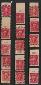 1903 Sc 319 MLH plate number singles, Hebert CV $22.50 each