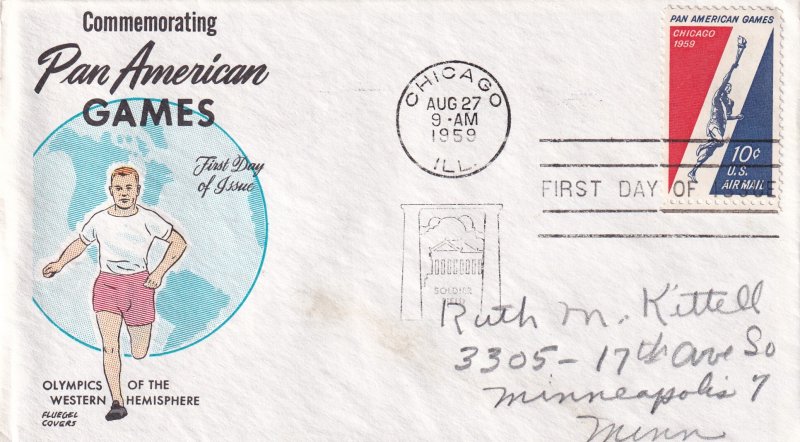 1959, Honoring Pan American Games, Flugel, FDC (E14428)