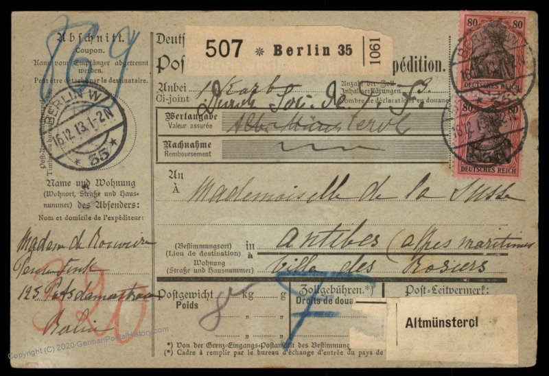 Germany 1913 Deutsches Reich Germania Wmk Cover 95987