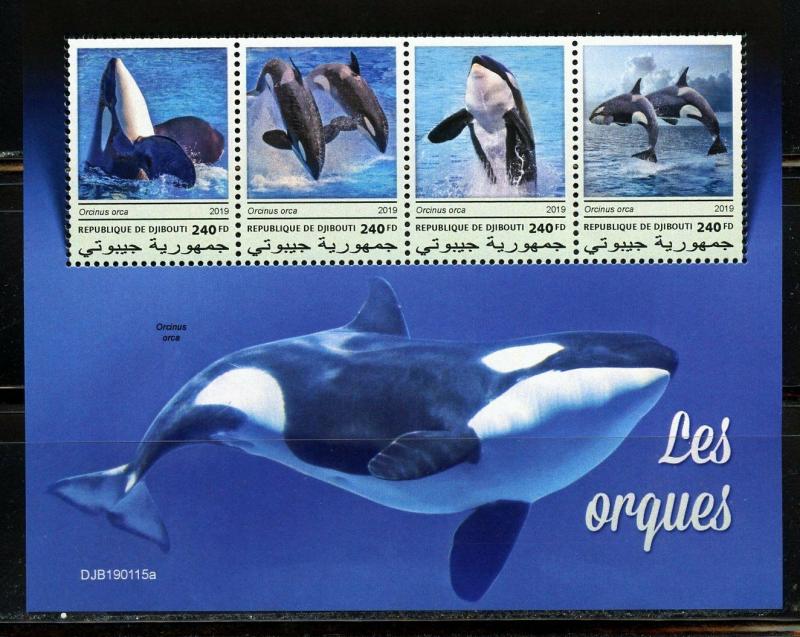 DJIBOUTI  2019  WHALES  SHEET  MINT NH