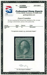 US Stamp #207 Washington 3c - PSE Cert - MPH 