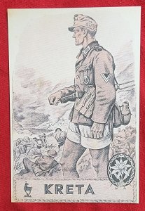 Nazi Germany Propaganda postcard Mountain climber KRETA Third Reich WWII German